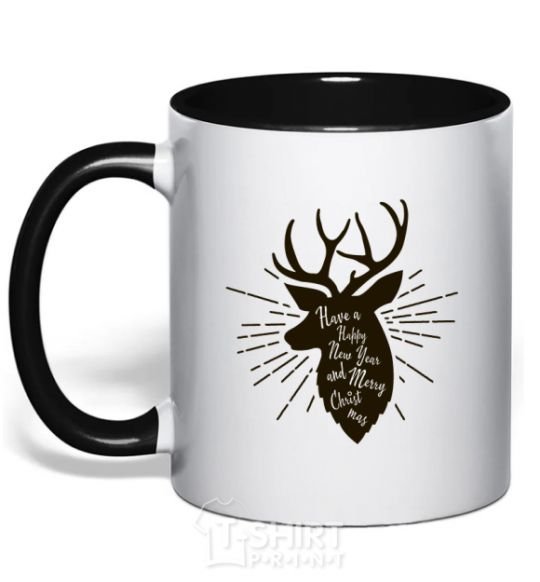 Mug with a colored handle Have a happy New Year black фото