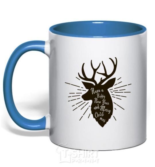 Mug with a colored handle Have a happy New Year royal-blue фото