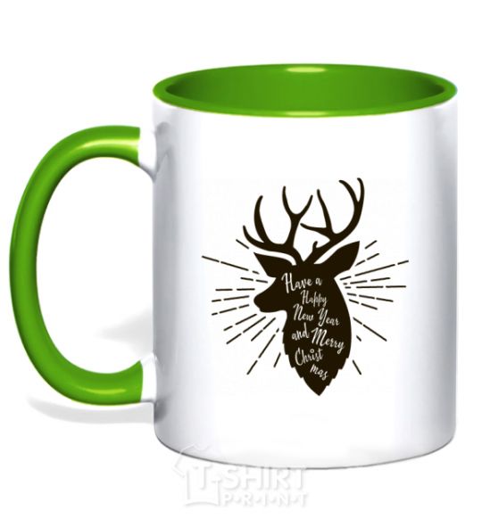 Mug with a colored handle Have a happy New Year kelly-green фото