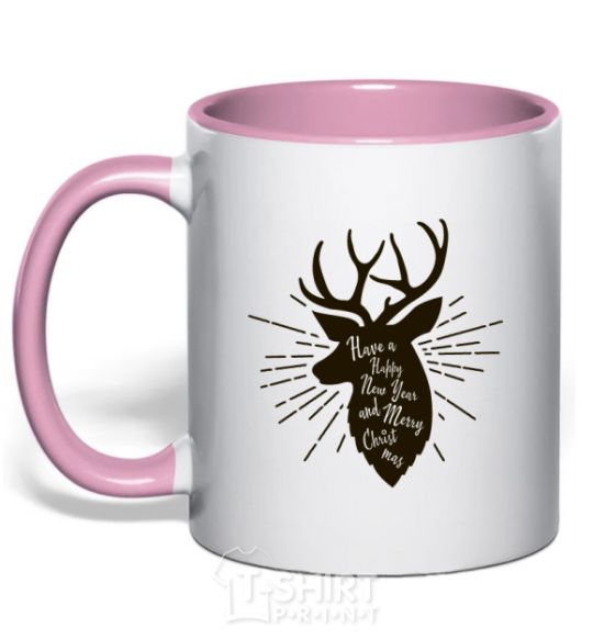 Mug with a colored handle Have a happy New Year light-pink фото