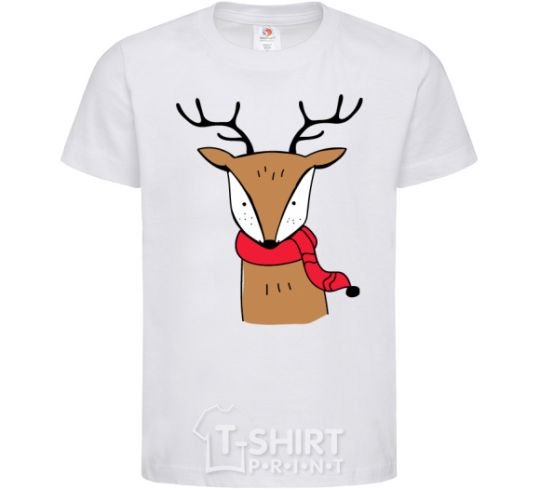 Kids T-shirt A reindeer with a scarf White фото