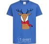 Kids T-shirt A reindeer with a scarf royal-blue фото