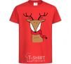 Kids T-shirt A reindeer with a scarf red фото