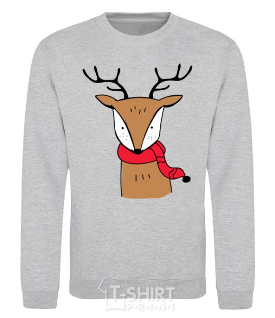 Sweatshirt A reindeer with a scarf sport-grey фото