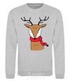 Sweatshirt A reindeer with a scarf sport-grey фото