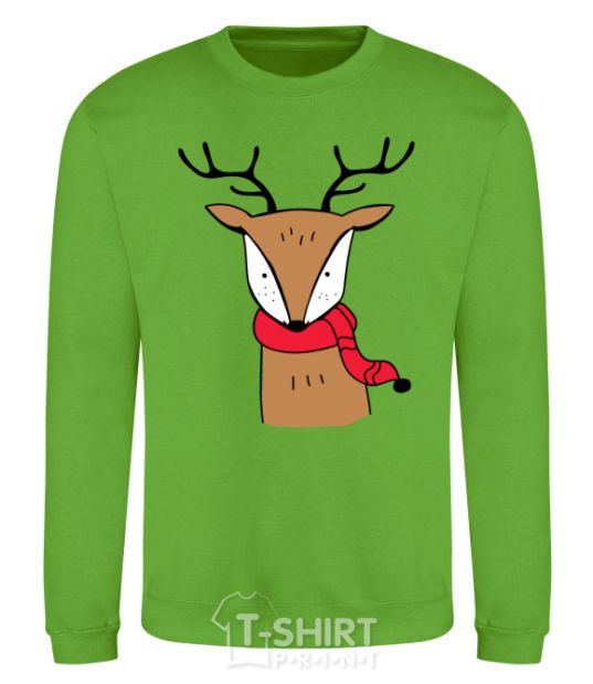 Sweatshirt A reindeer with a scarf orchid-green фото