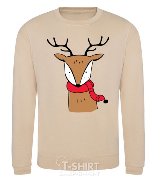 Sweatshirt A reindeer with a scarf sand фото