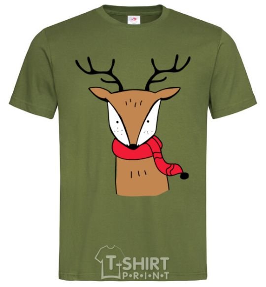 Men's T-Shirt A reindeer with a scarf millennial-khaki фото