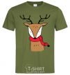 Men's T-Shirt A reindeer with a scarf millennial-khaki фото