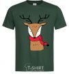 Men's T-Shirt A reindeer with a scarf bottle-green фото