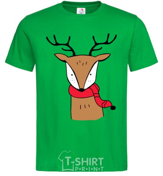 Men's T-Shirt A reindeer with a scarf kelly-green фото