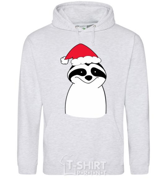 Men`s hoodie New Year's sloth sport-grey фото