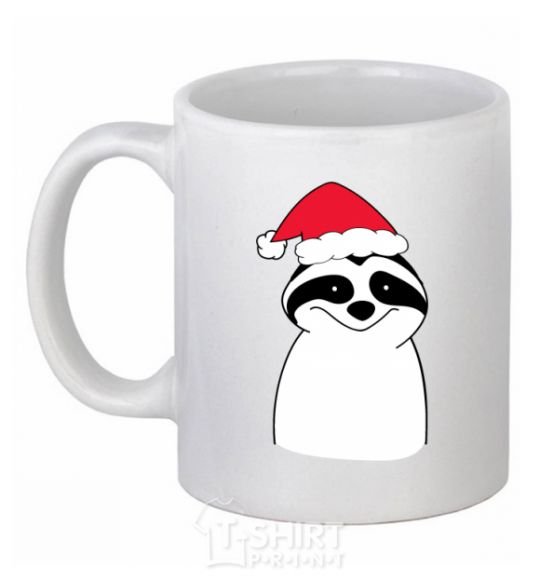 Ceramic mug New Year's sloth White фото