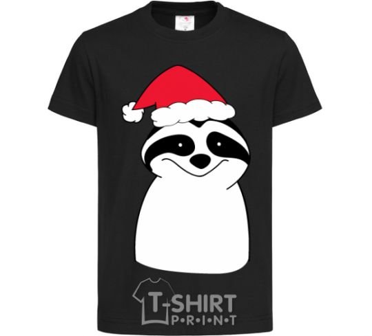 Kids T-shirt New Year's sloth black фото