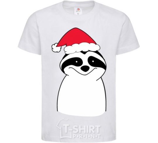 Kids T-shirt New Year's sloth White фото