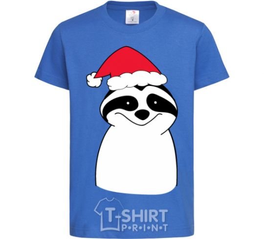 Kids T-shirt New Year's sloth royal-blue фото