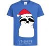 Kids T-shirt New Year's sloth royal-blue фото