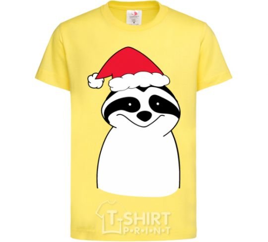 Kids T-shirt New Year's sloth cornsilk фото