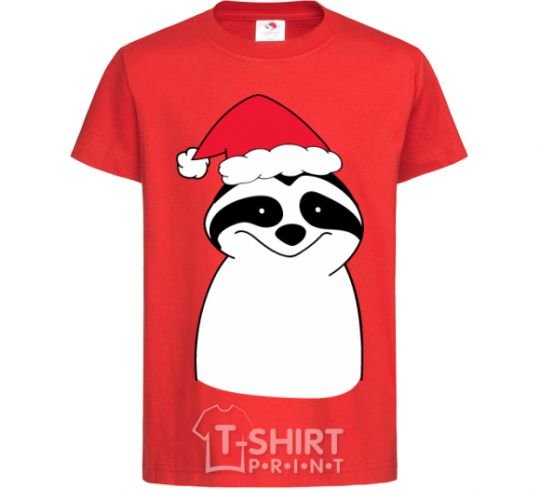 Kids T-shirt New Year's sloth red фото