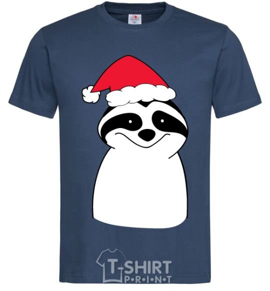 Men's T-Shirt New Year's sloth navy-blue фото