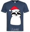 Men's T-Shirt New Year's sloth navy-blue фото