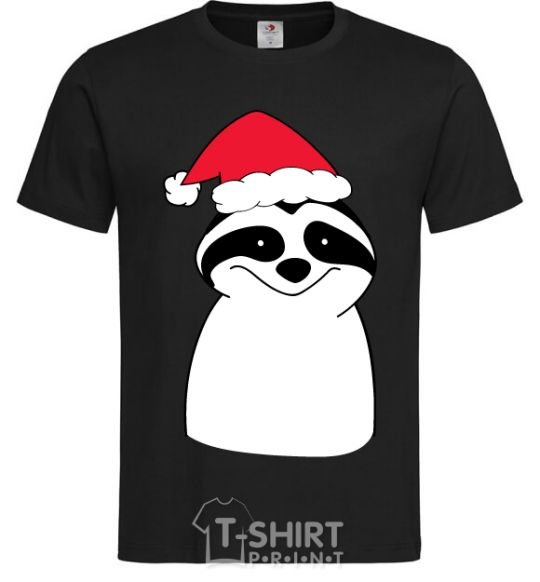 Men's T-Shirt New Year's sloth black фото