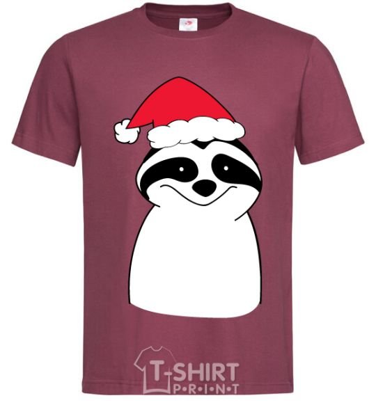 Men's T-Shirt New Year's sloth burgundy фото