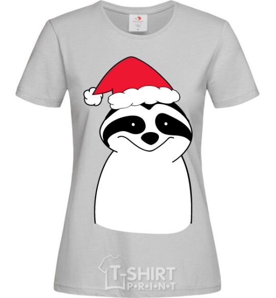 Women's T-shirt New Year's sloth grey фото