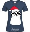 Women's T-shirt New Year's sloth navy-blue фото