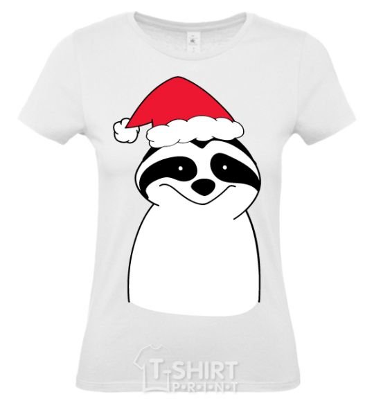 Women's T-shirt New Year's sloth White фото