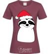 Women's T-shirt New Year's sloth burgundy фото