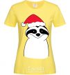 Women's T-shirt New Year's sloth cornsilk фото