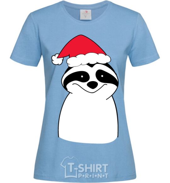 Women's T-shirt New Year's sloth sky-blue фото