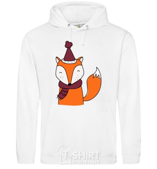 Men`s hoodie A fox in a cap White фото