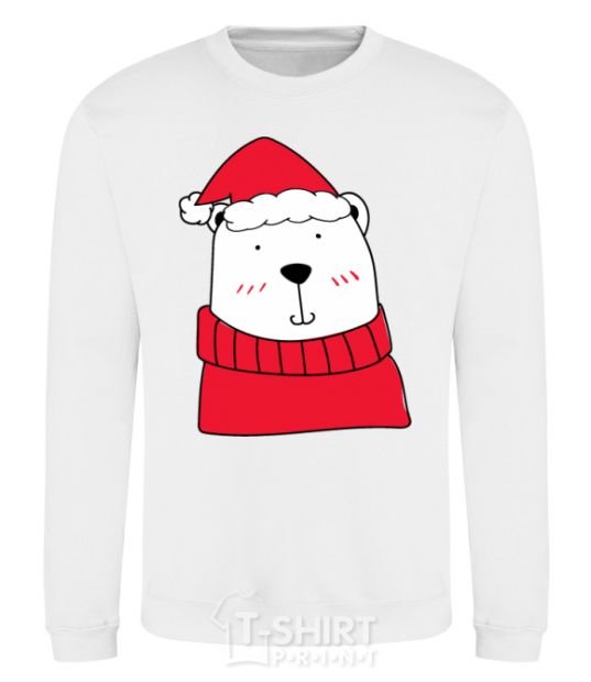 Sweatshirt New Year's Bear White фото