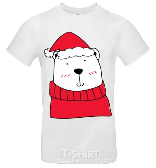 Мужская футболка Медведь новогодний Белый фото
