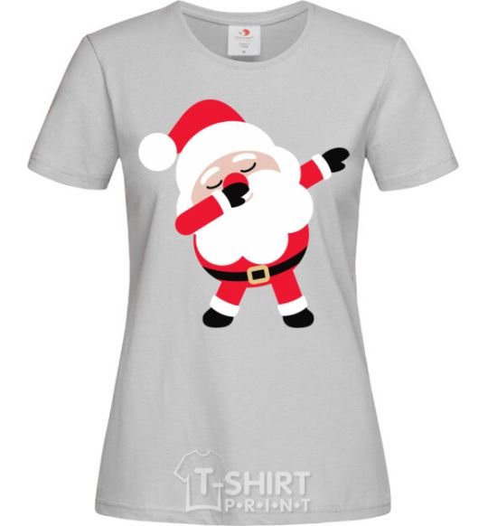 Women's T-shirt Santa Claus dances grey фото