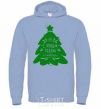 Men`s hoodie Happy New Year and Merry Christmas sky-blue фото