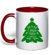 Mug with a colored handle Happy New Year and Merry Christmas red фото