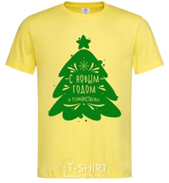 Мужская футболка С Новым Годом и Рождеством Лимонный фото