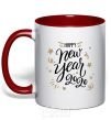 Mug with a colored handle Happy New year 2020 red фото