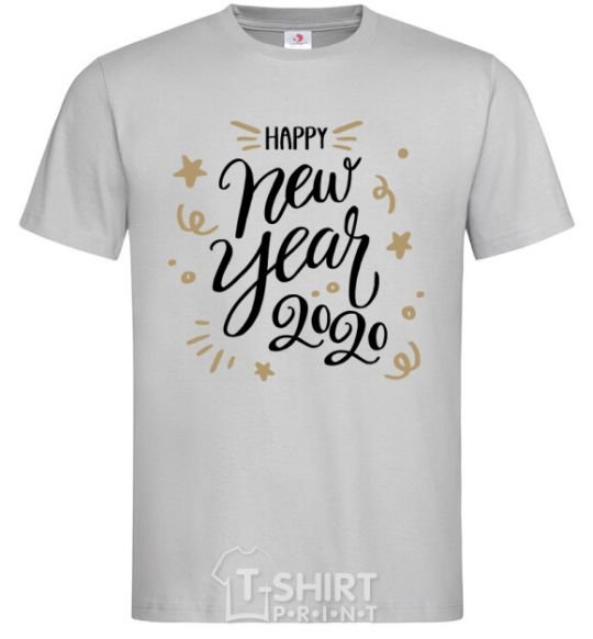 Мужская футболка Happy New year 2020 Серый фото
