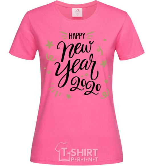 Женская футболка Happy New year 2020 Ярко-розовый фото