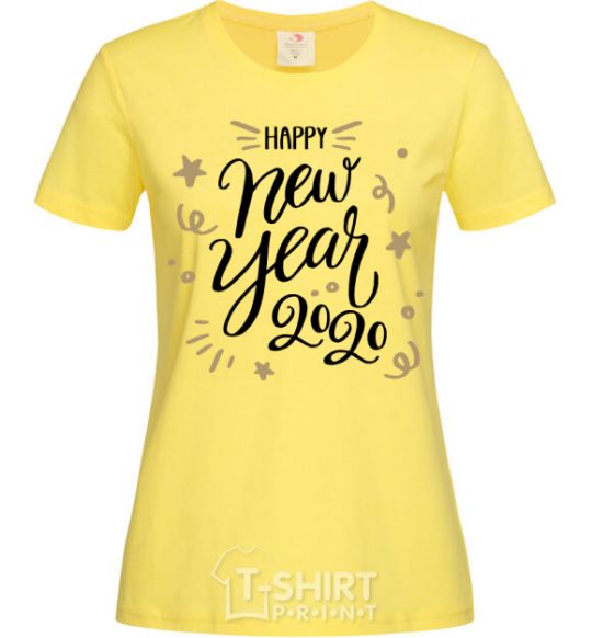 Women's T-shirt Happy New year 2020 cornsilk фото