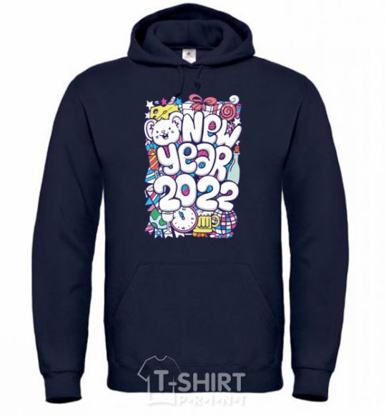 Men`s hoodie Mouse New Year 2022 navy-blue фото
