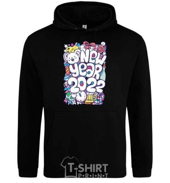 Men`s hoodie Mouse New Year 2022 black фото