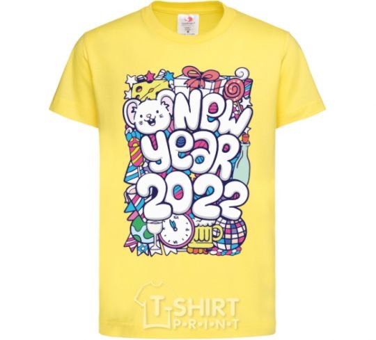 Kids T-shirt Mouse New Year 2022 cornsilk фото