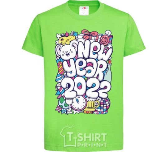 Kids T-shirt Mouse New Year 2022 orchid-green фото