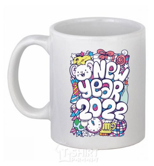 Ceramic mug Mouse New Year 2022 White фото