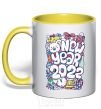 Mug with a colored handle Mouse New Year 2022 yellow фото